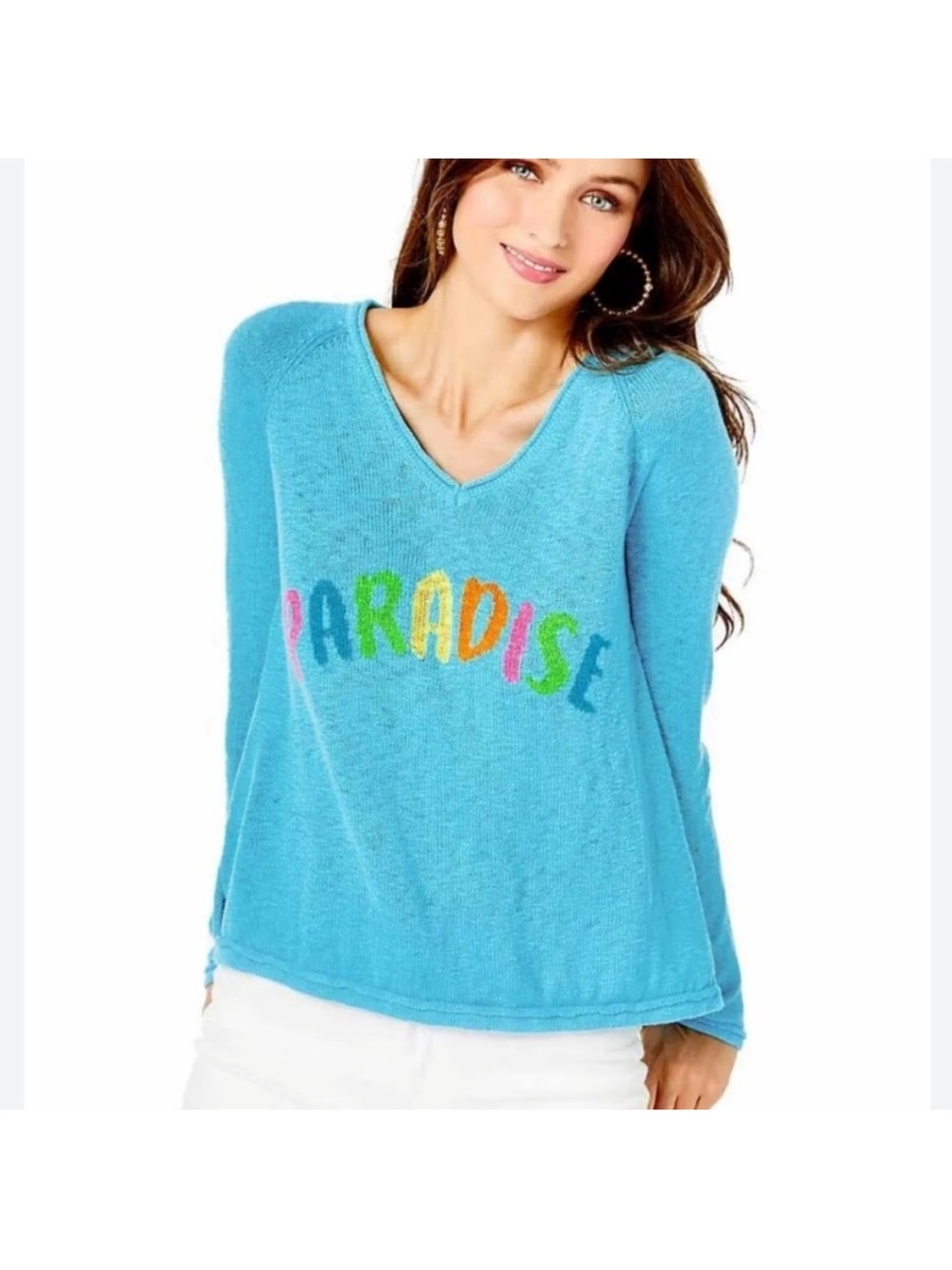 NWT Lilly Pulitzer Paradise V‑Neck Cozy Sweater Top in Aqua size XS